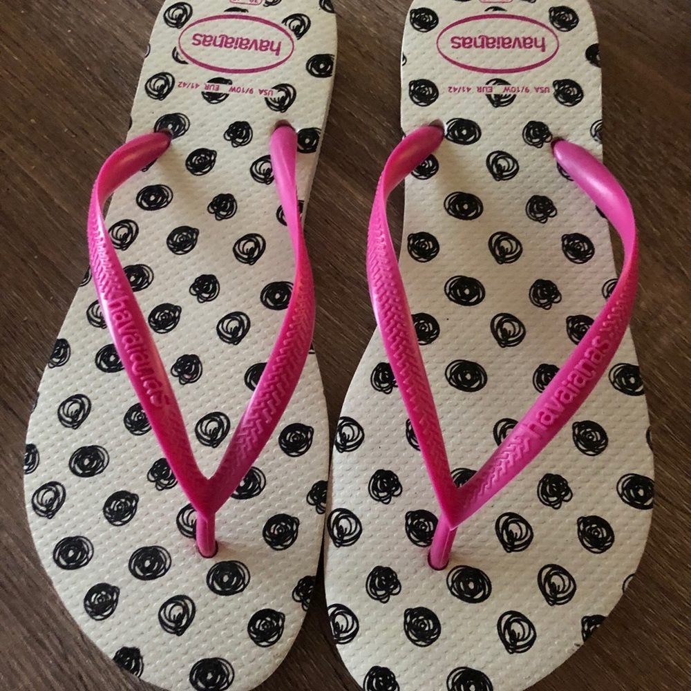 Havaianas - white and clack with pink straps
